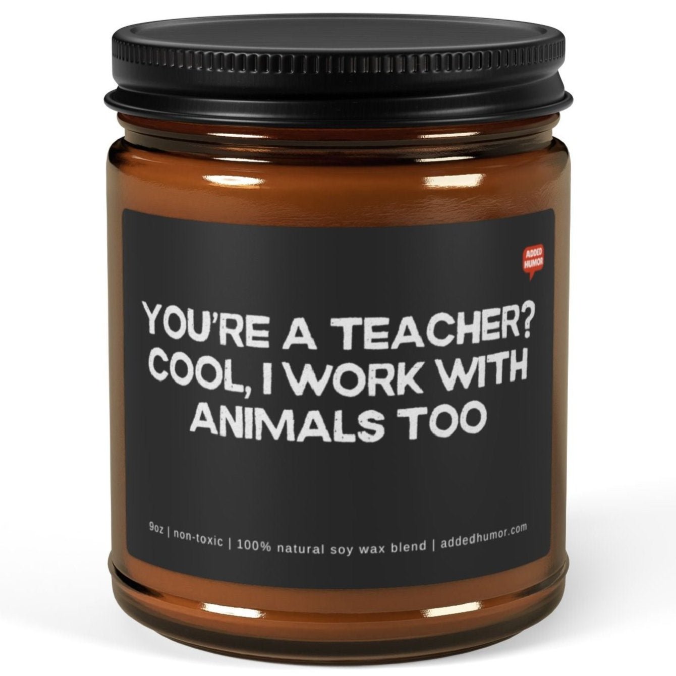 You're a Teacher? Cool, I work with animals too 9oz Amber Candle