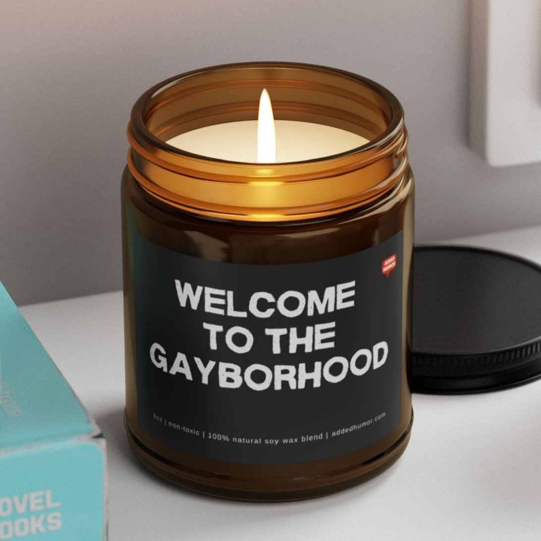 Welcome To The Gayborhood 9oz Amber Candle