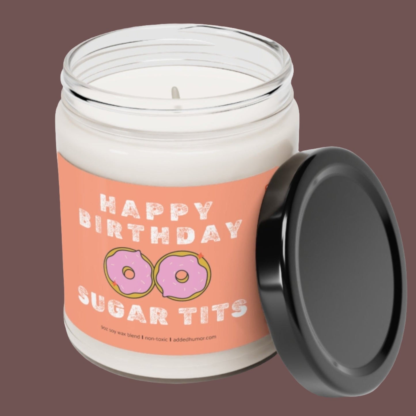 Happy Birthday Sugar Tits Scented Soy Funny Candle, 9oz