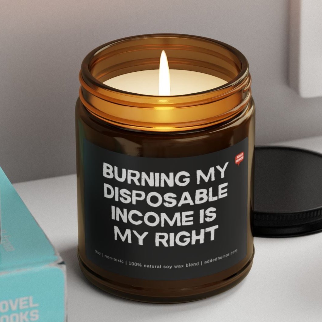 Burning My Disposable Income Is My Right 9oz Soy Wax Funny Candle