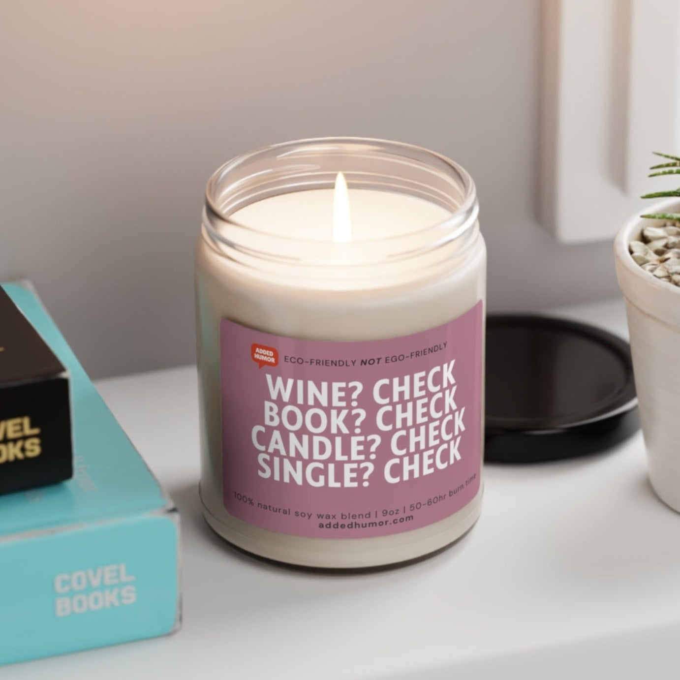 Wine Check, Book Check, Candle Check, Single Check Scented Soy Funny Candle