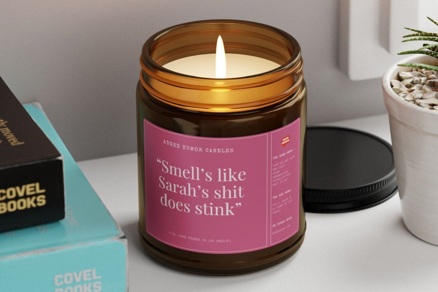 Smells Like Sarah's Shit Does Stink Custom Scented Soy Wax Funny Candle