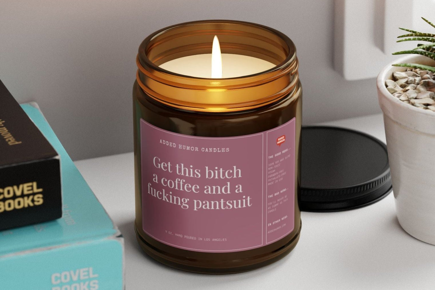 Get this Bitch a Coffee & Pantsuit 9oz Soy Wax Funny Candle